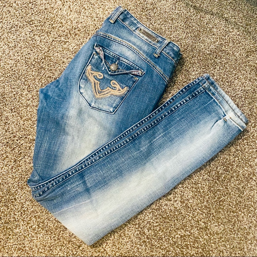 EUC Rerock for Express Faded Flap Pocket Skinny Jeans